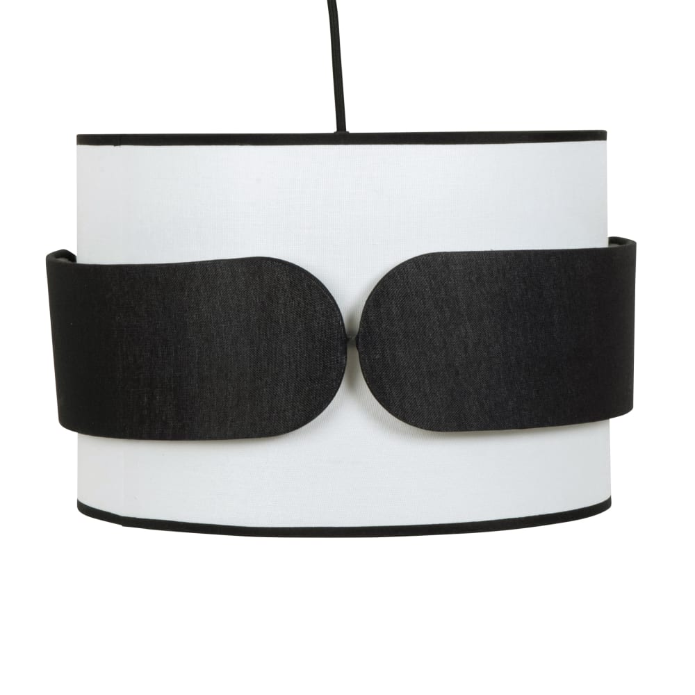 Lámpara de techo tambor de poliéster reciclado blanco y negro