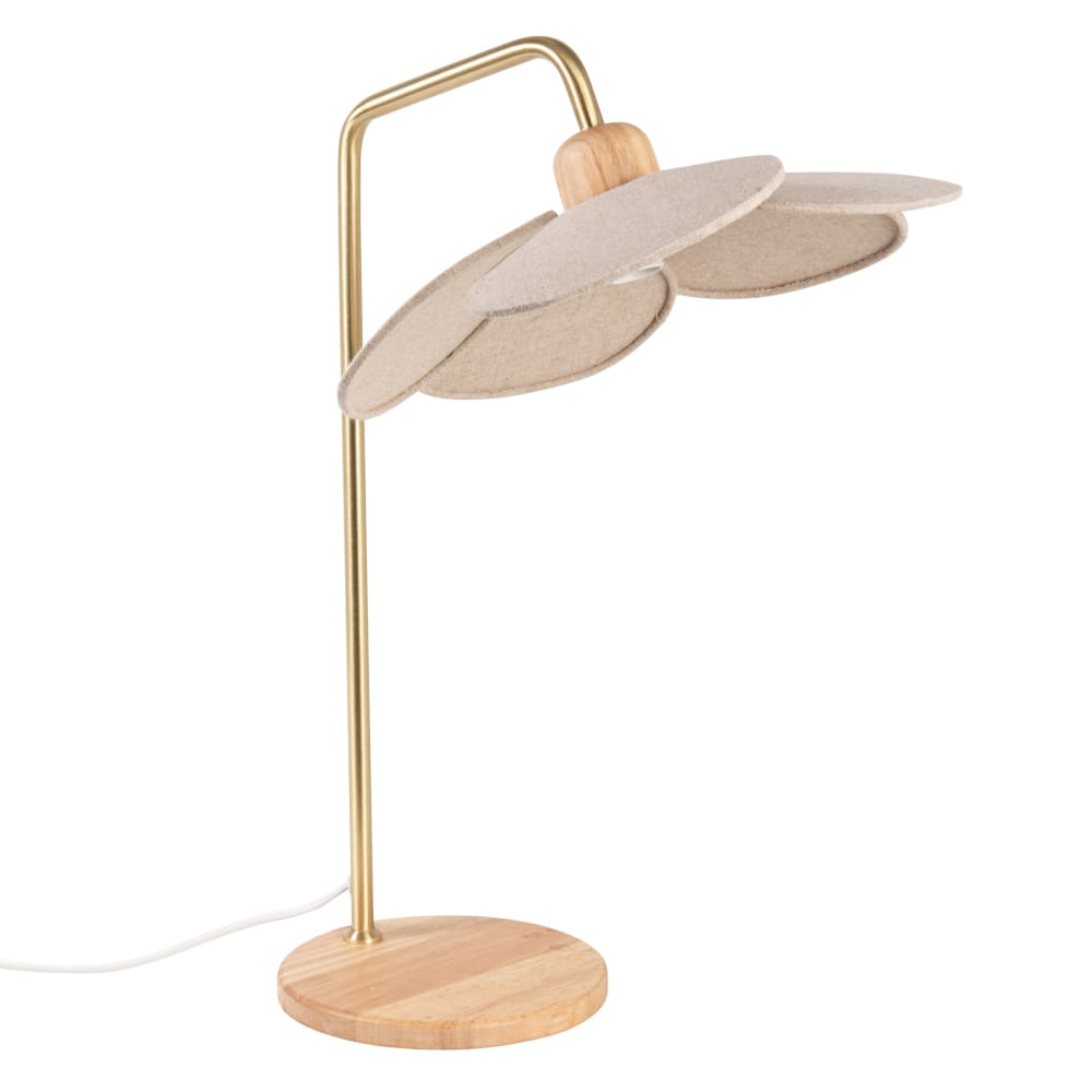 Lampe à poser pétale en bois d'hévéa tricolore