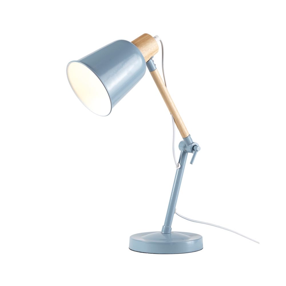 Lampe de bureau en métal bleu et hévéa — vue 4