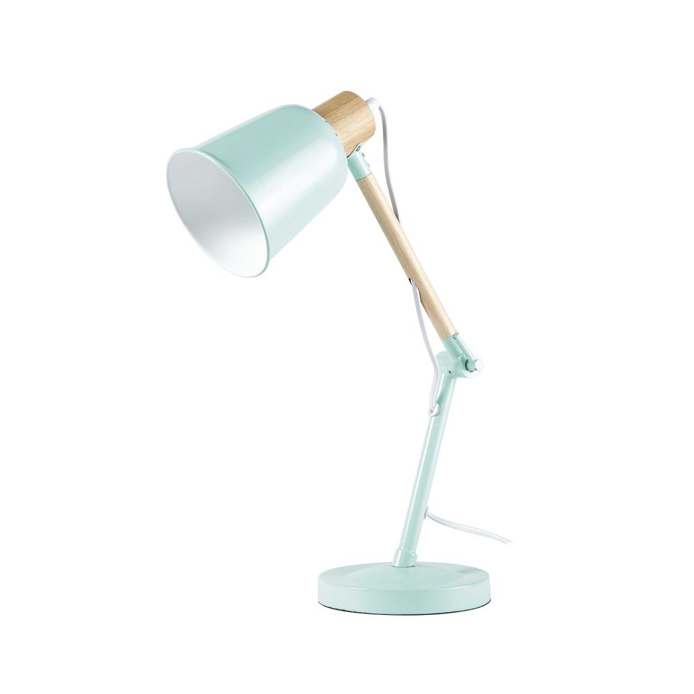 Lampe de bureau en métal vert et hévéa — vue 4