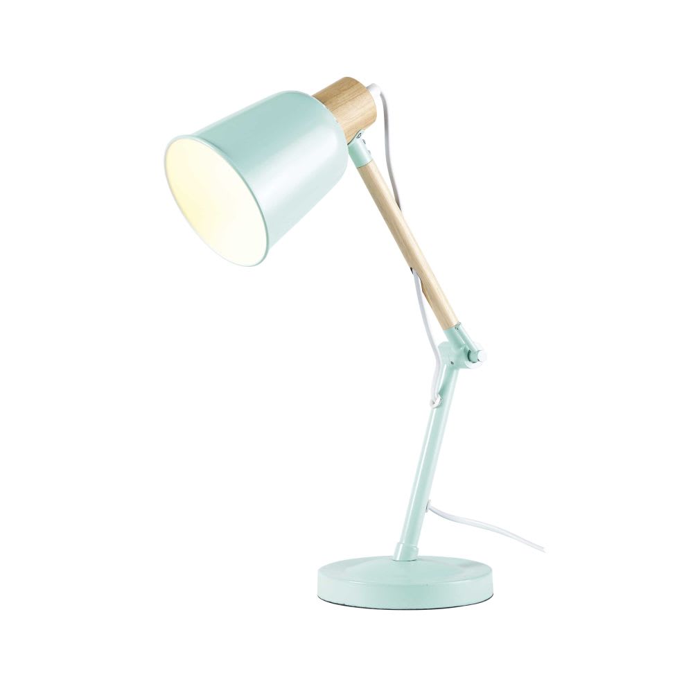 Lampe de bureau en métal vert et hévéa — vue 3
