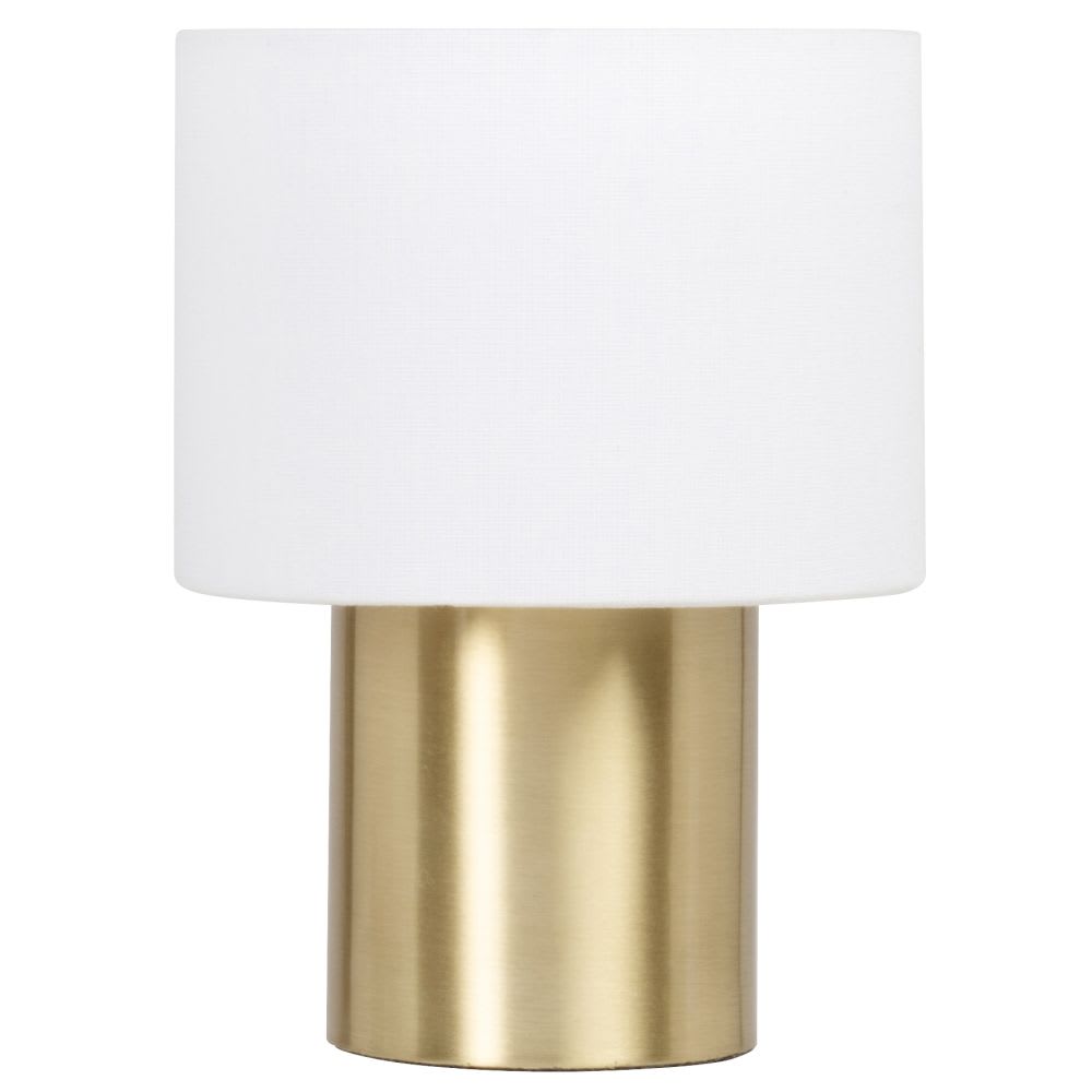 Lampe en acier doré et abat-jour blanc, H21 cm Lampe en acier doré et abat-jour blanc, H21 cm