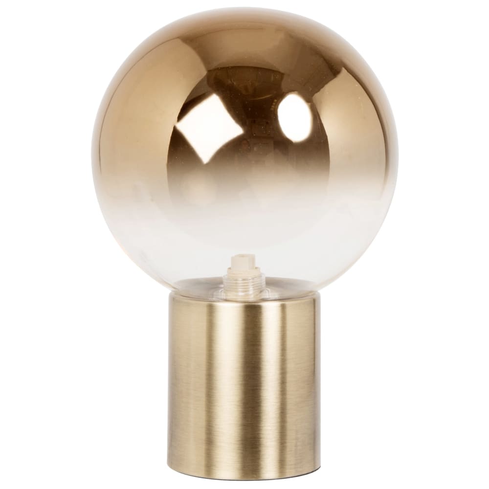 Lampe en acier doré et globe en verre, H26 cm