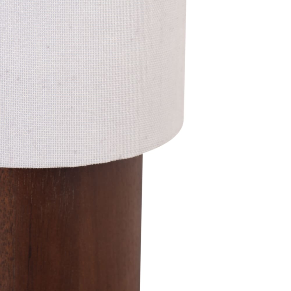 Lampe en bois d'hévéa et abat-jour en lin beige - Maisons du Monde
