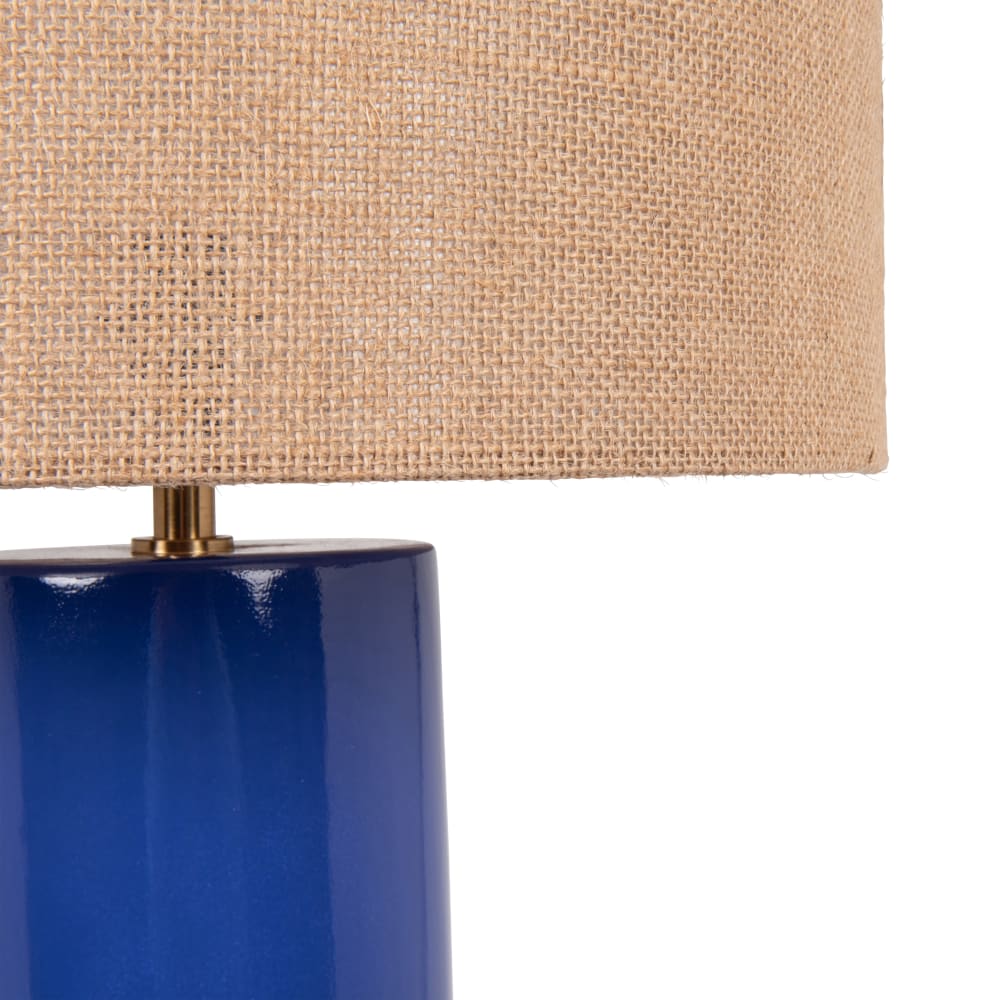 Lampe en céramique bleue et abat-jour en jute - Maisons du Monde
