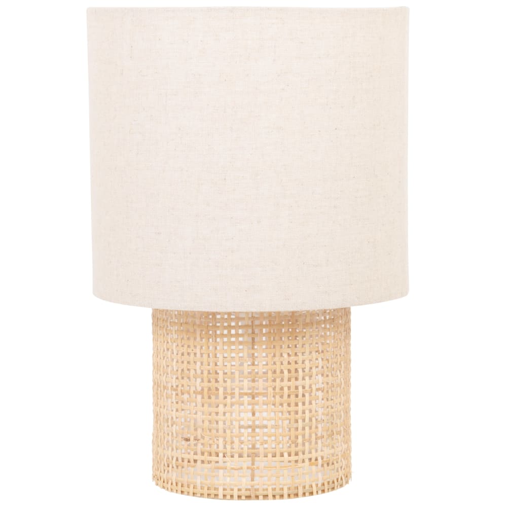 Lampe en rotin tressé et abat-jour beige, H32 cm