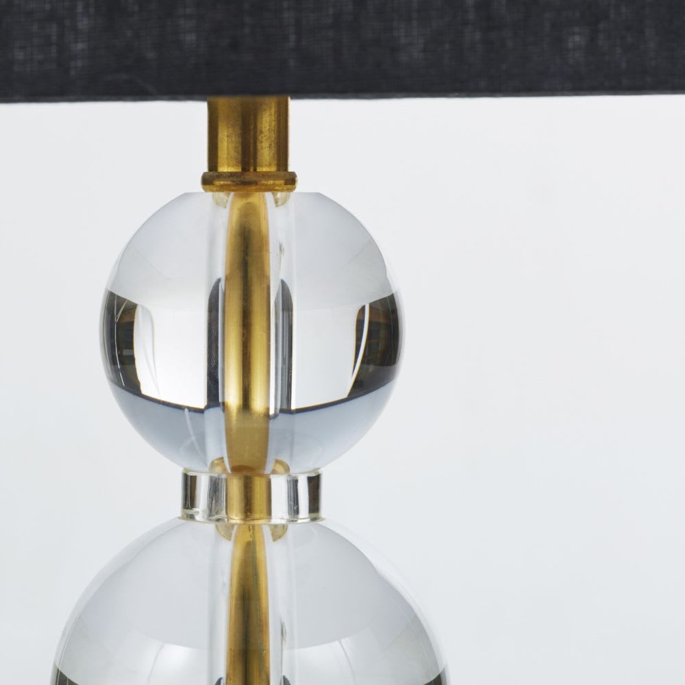 Lampe en verre et métal doré, abat-jour noir - Maisons du Monde