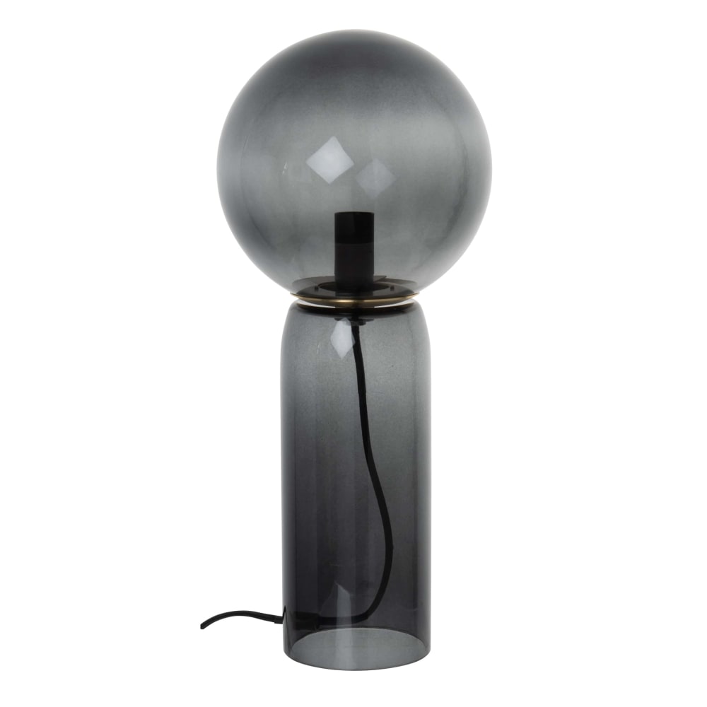 Lampe en verre gris anthracite, H41 cm