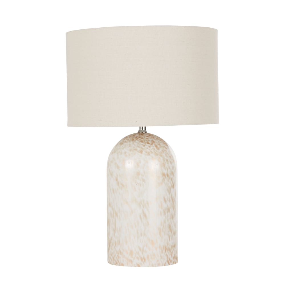Lampe en verre moucheté à paillettes et abat-jour en lin beige