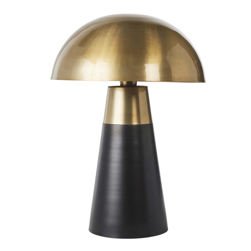 Lampe vintage en métal recyclé doré et noir