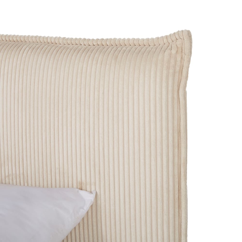 Letto contenitore in velluto a coste beige 180x200 cm con rete a