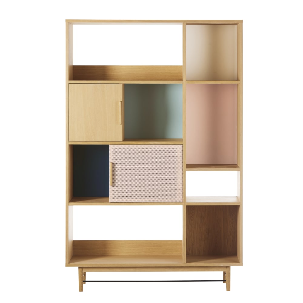 Libreria multicolore con ripiani e 2 ante lung. 112 cm - Maisons