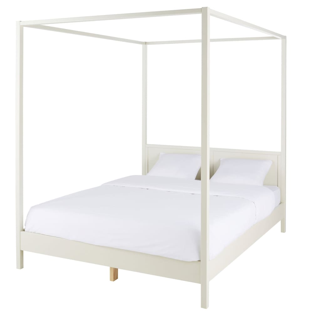 Lit à baldaquin en bois de pin beige 160x200 - Maisons du Monde