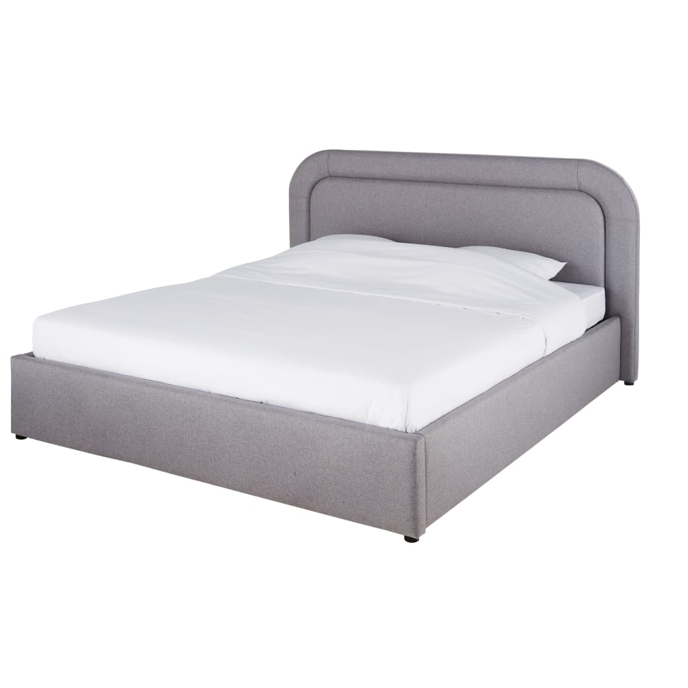 Lit coffre en polyester recyclé gris 180x200 avec sommier à lattes - Maisons du Monde