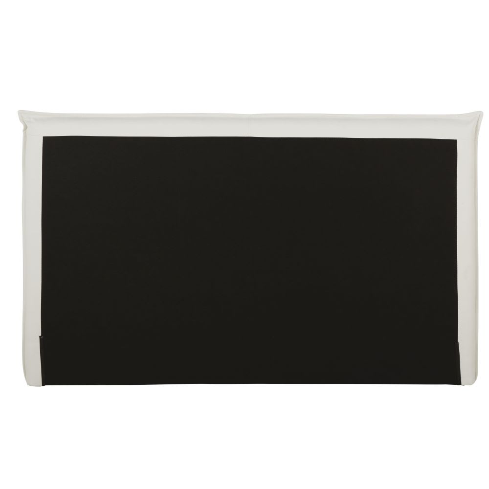 Lit coffre en textile aspect cuir blanc 160x200 avec sommier à lattes - Maisons du Monde