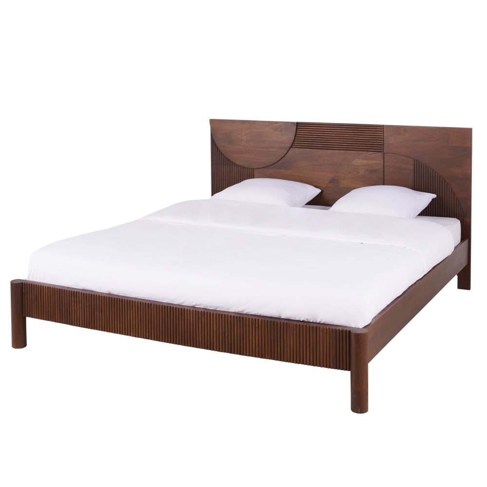 Lit en bois de manguier massif 160x 200 à sommier à lattes — vue 3
