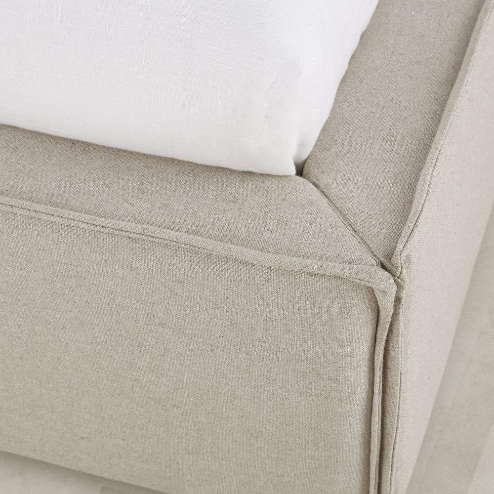 Lit en tissu lin et soie beige 160x200 — vue 4