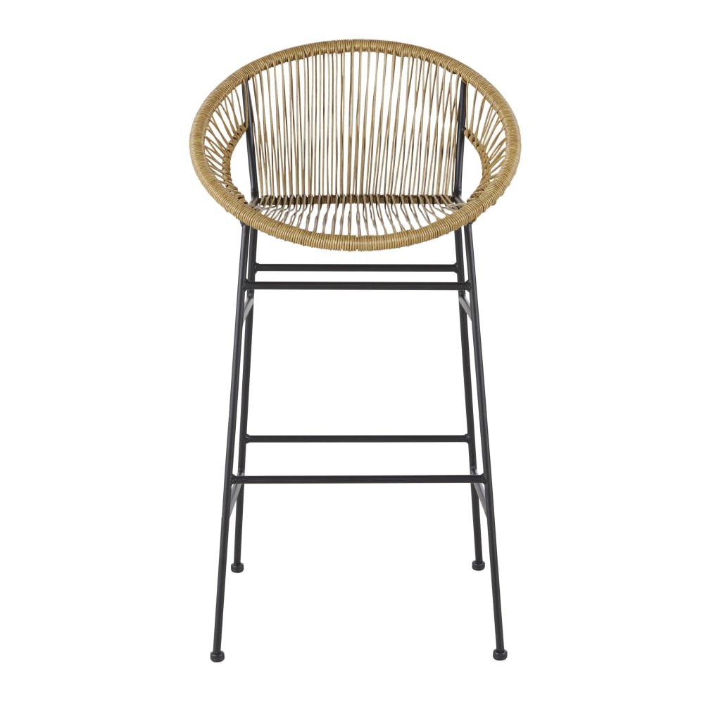 Lot de 2 chaises de bar professionnelles en résine beige et acier noir - Maisons du Monde