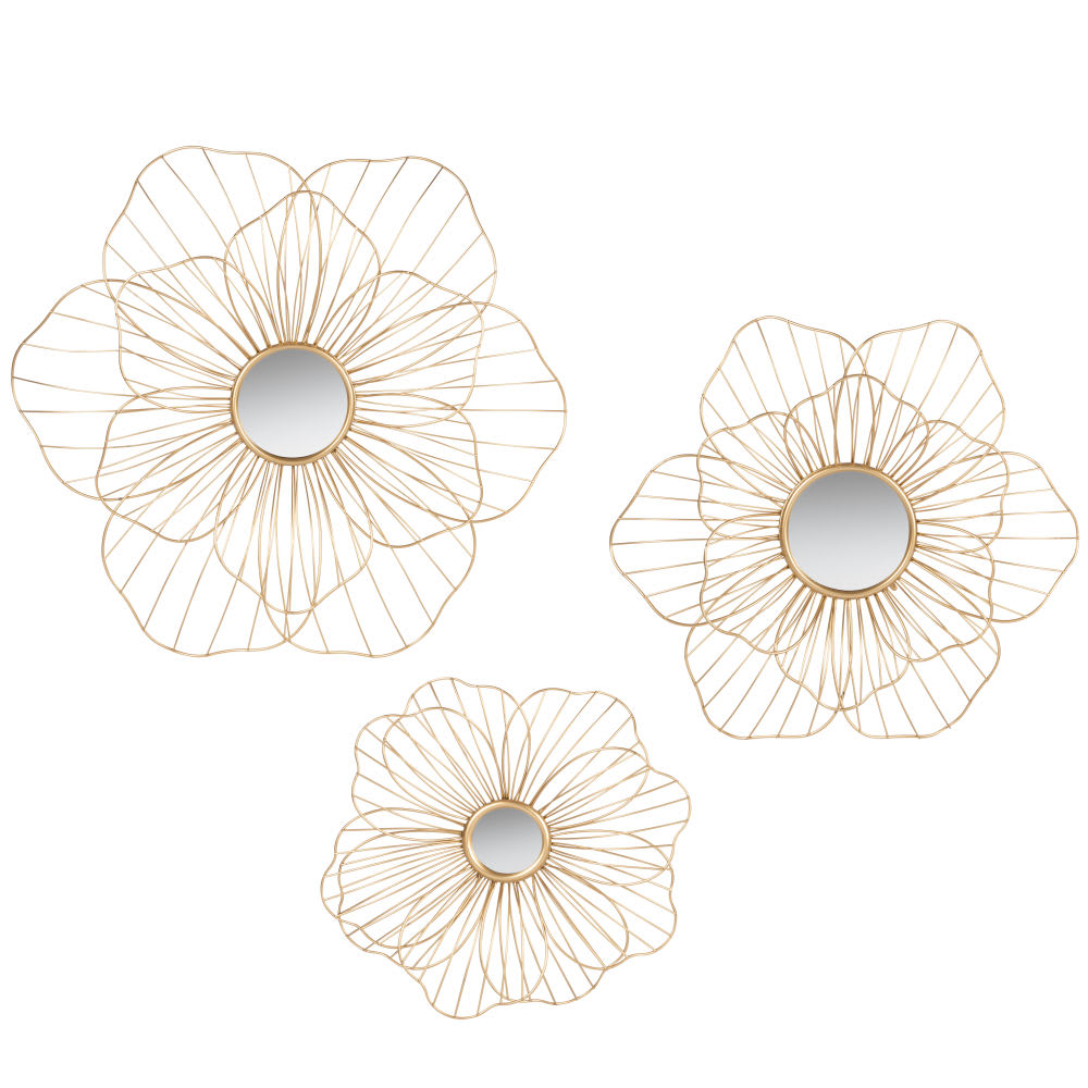 Lot de 3 miroirs en fer forgé et aluminium doré — vue 3