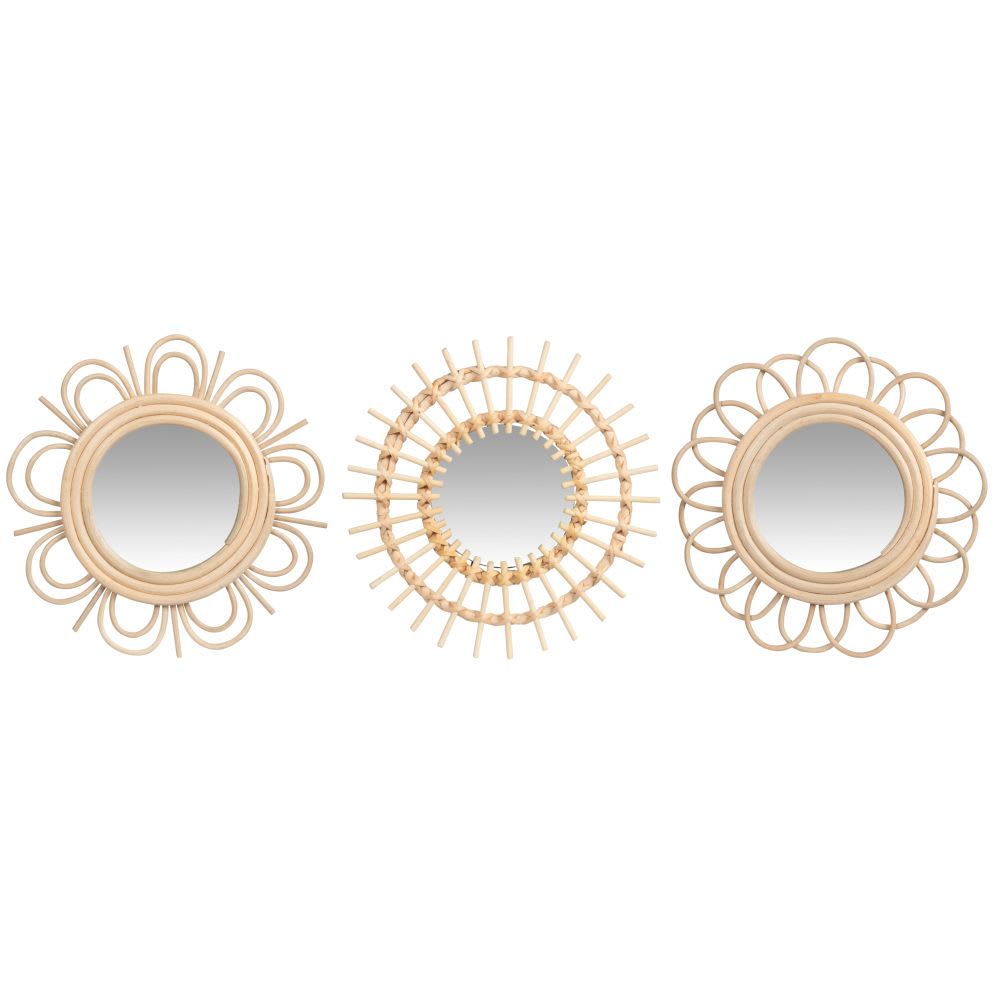 Lot de 3 miroirs ronds, Ø25 cm