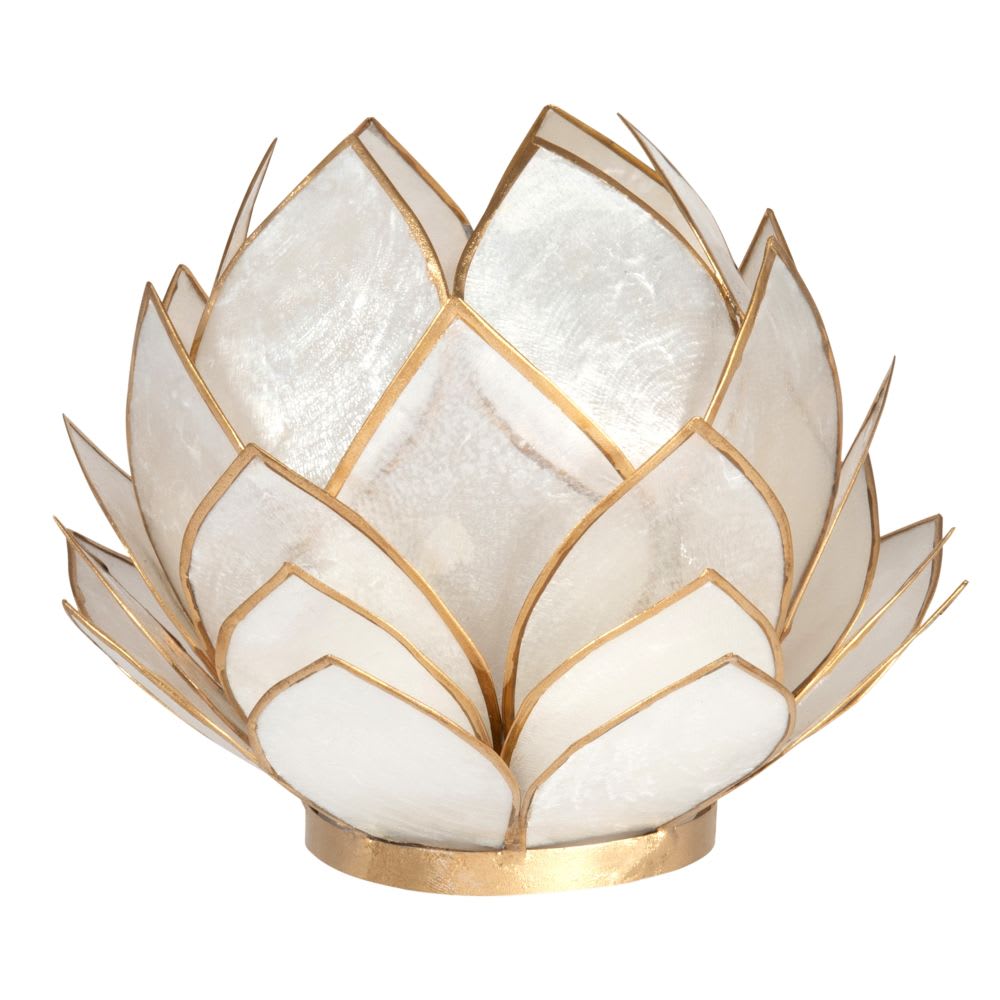 Lumignon nénuphar en nacre blanche et métal doré