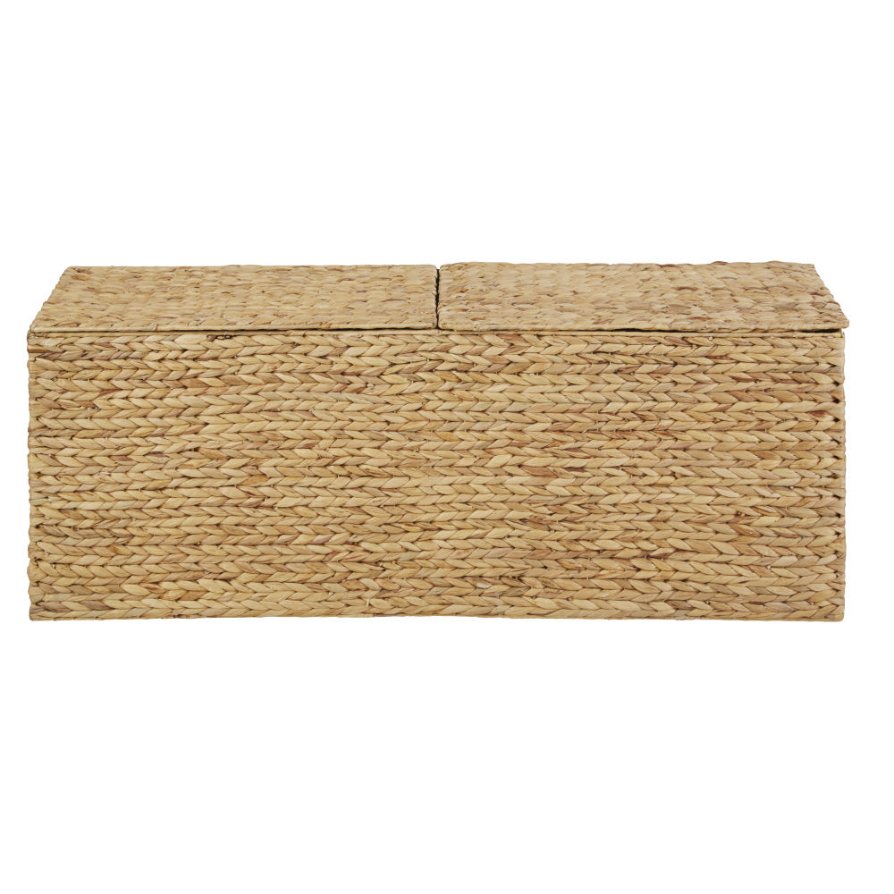 Malle avec couvercle en jacinthe d'eau beige