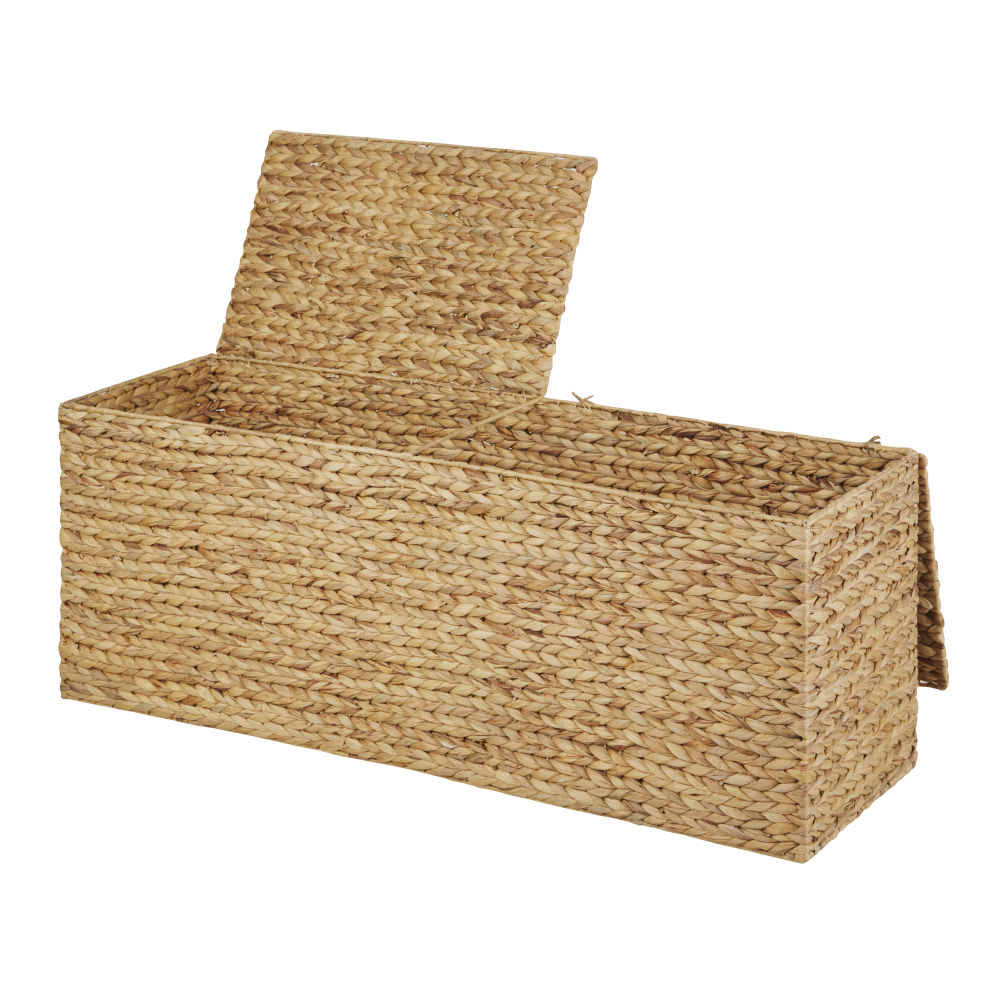 Malle avec couvercle en jacinthe d'eau beige