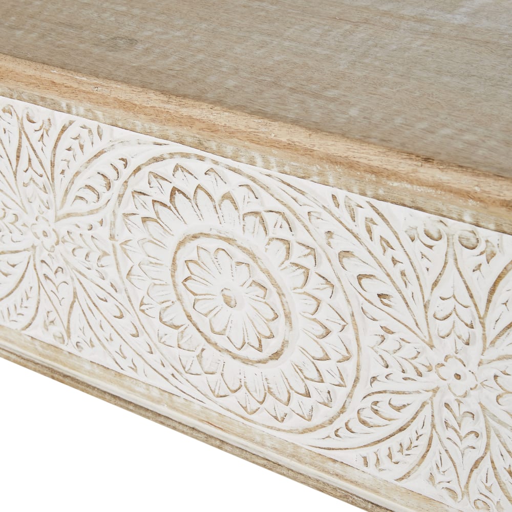 Malle en manguier sculpté beige - Maisons du Monde