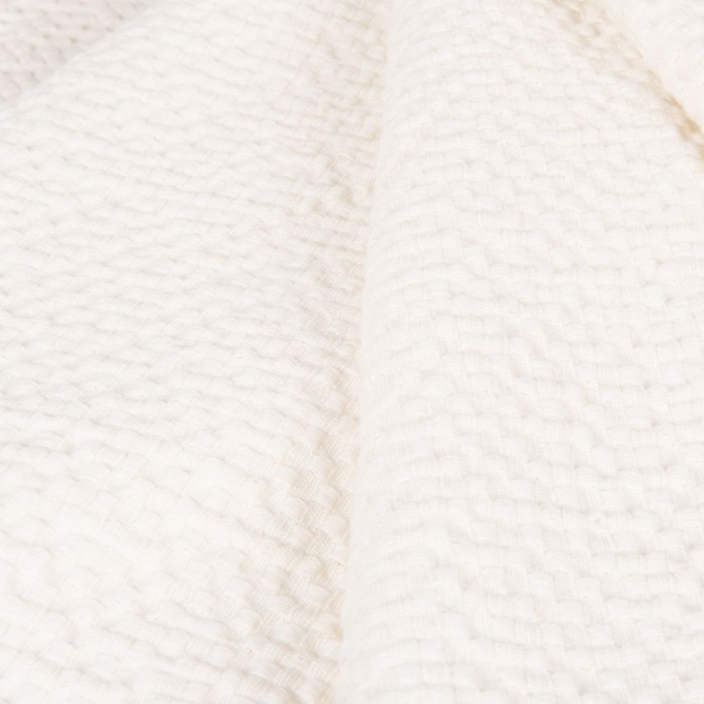 Manta de algodón tejido en relieve con flecos color blanco 130x170 cm - Maisons du Monde