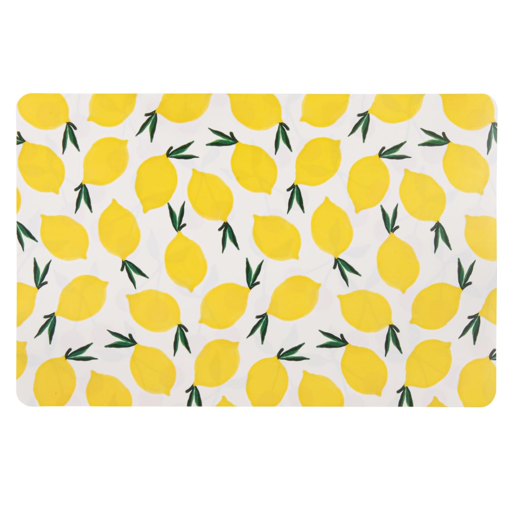 Mantel individual reversible con limones amarillos