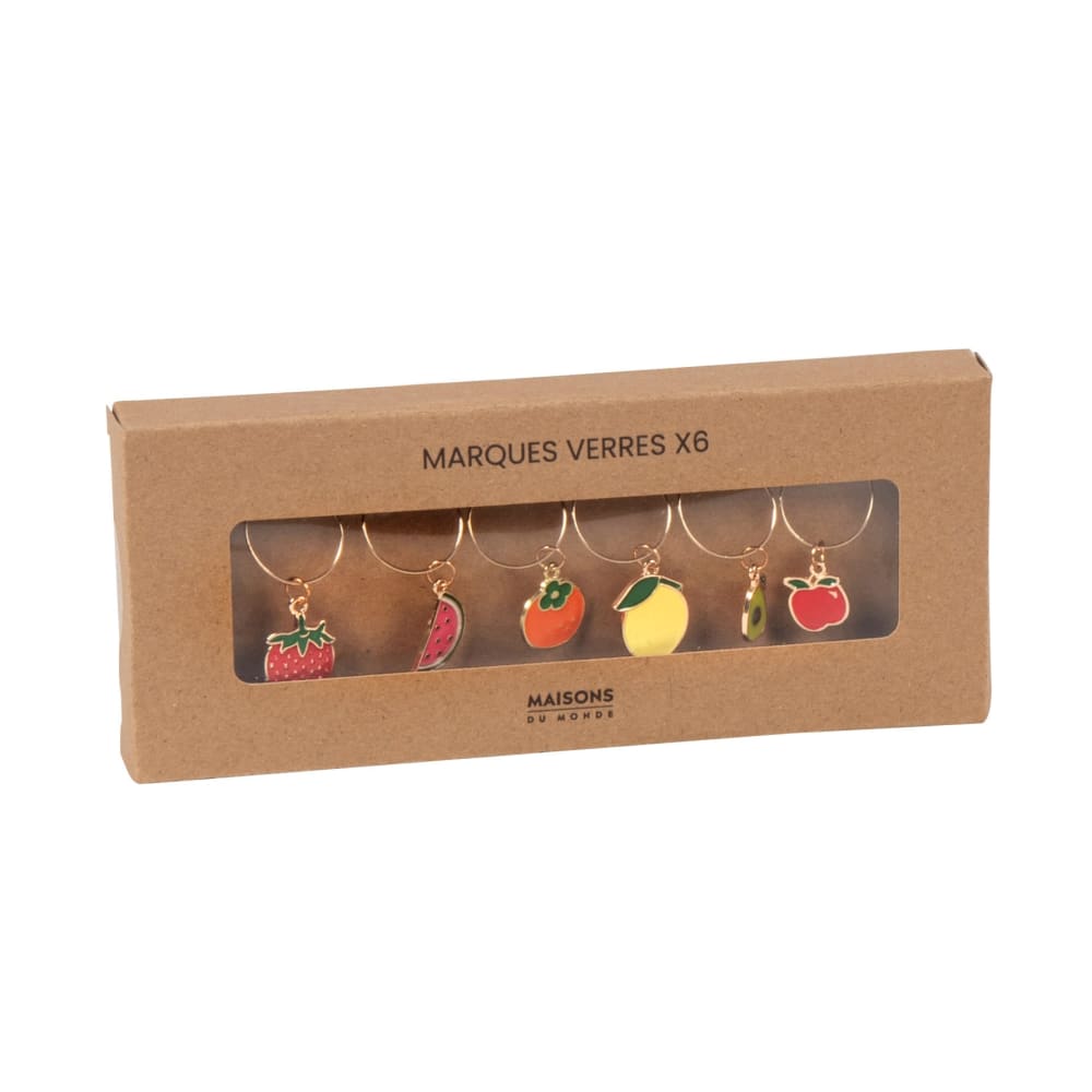 Marque-verres fruits en métal multicolore (x6)