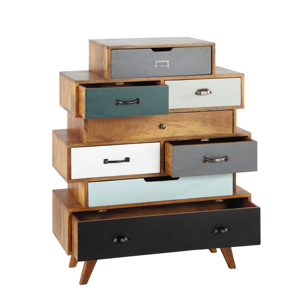 Meerkleurige massief mangohouten vintage ladekast - Maisons Du Monde
