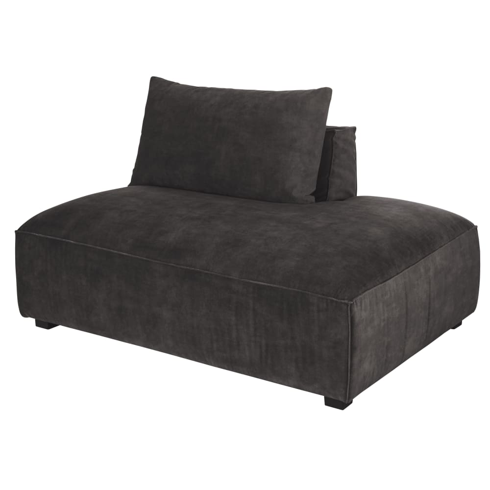 Méridienne droite pour canapé modulable en velours marbré gris foncé - Maisons du Monde