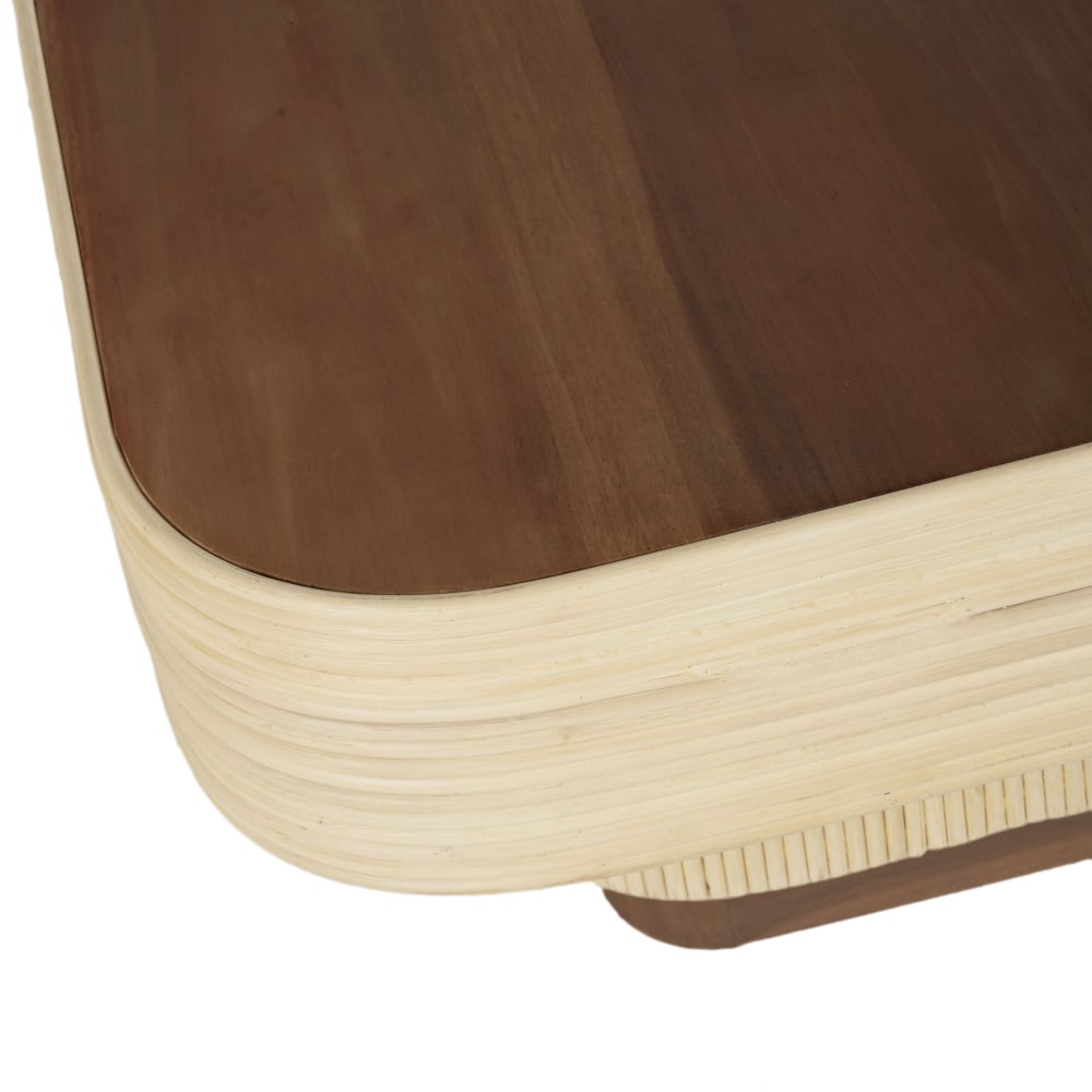 Mesa de centro de madera de caoba y cálamo, L. 135 cm - Maisons du Monde