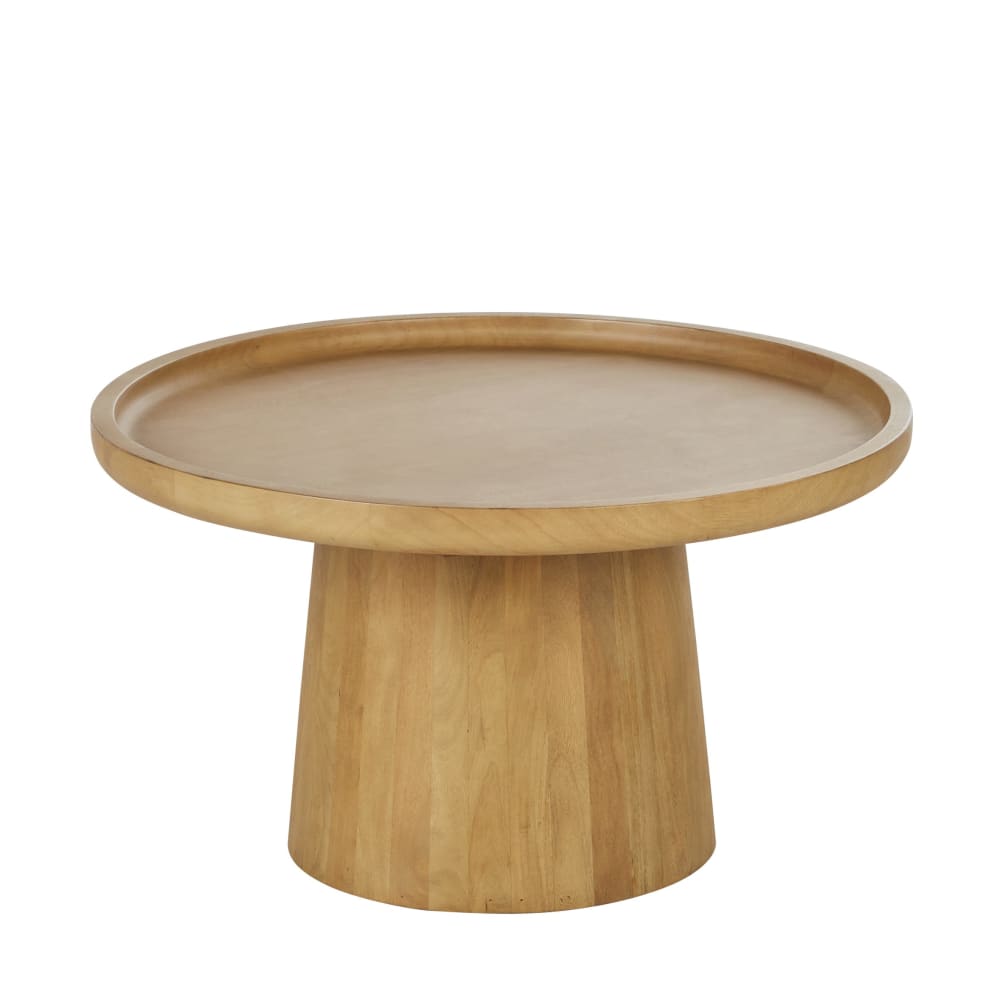 mesa de centro redonda de mango macizo blanqueado o80 cm