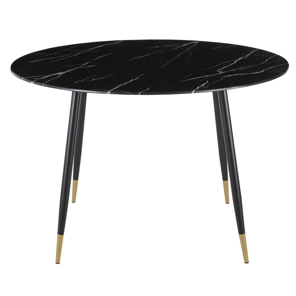 mesa de comedor redonda de vidrio efecto marmol blanco o120 cm
