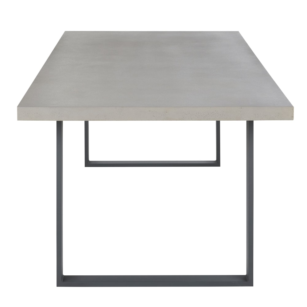 Mesa de exterior efecto hormigón y hierro antracita de 220 cm - Maisons du Monde