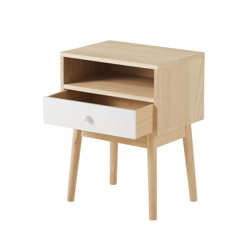 Mesita de noche de paulonia de 1 cajón - Maisons du Monde