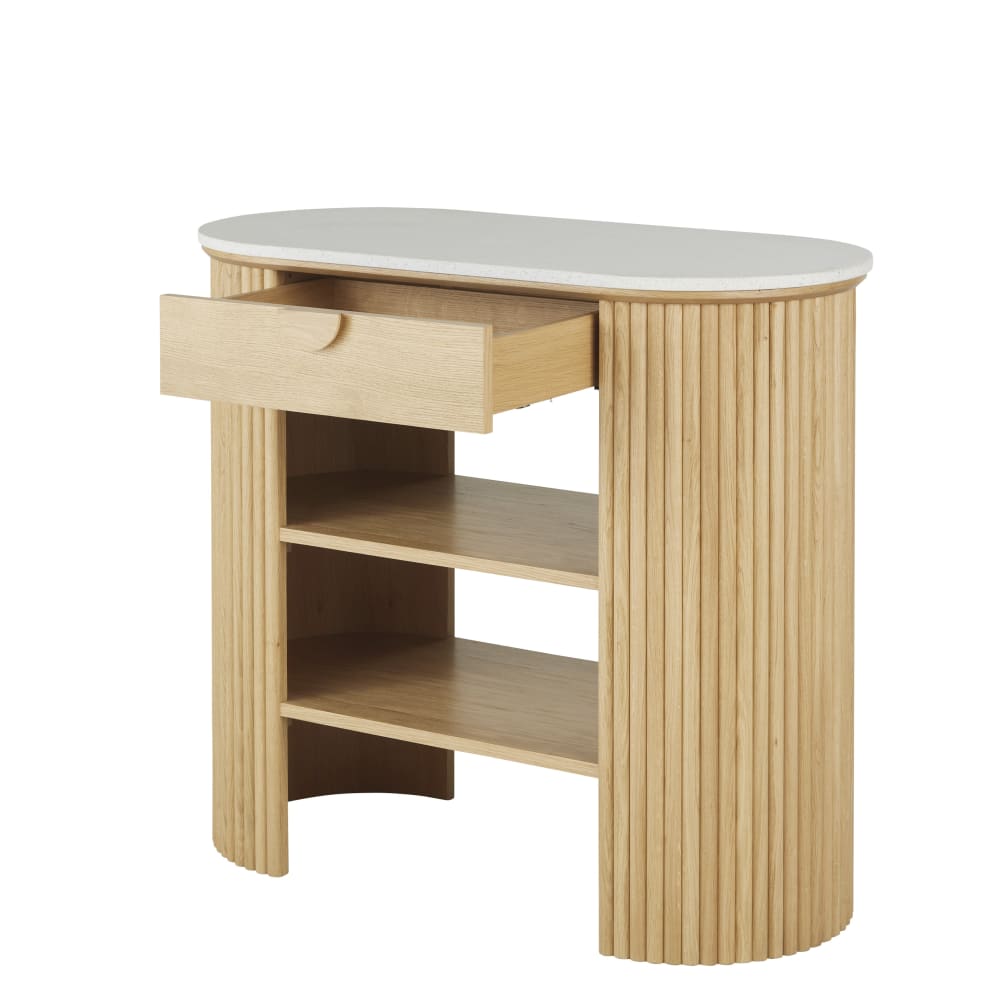 Meuble bas de cuisine 1 tiroir et terrazzo blanc