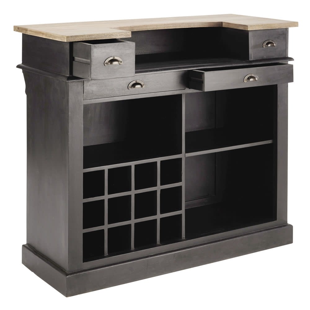 Meuble de bar 4 tiroirs gris charbon — vue 4
