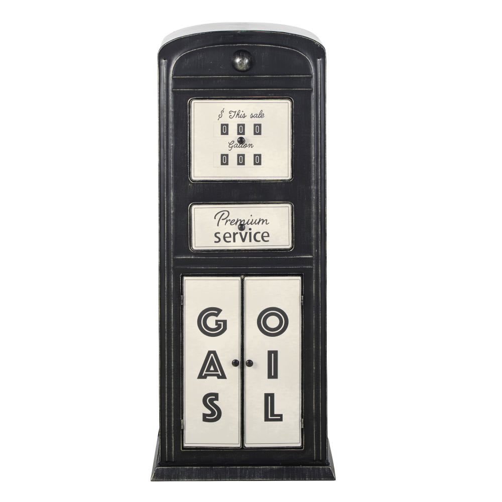 Meuble+de+rangement+pompe+à+essence+en+metal+noir+et+blanc