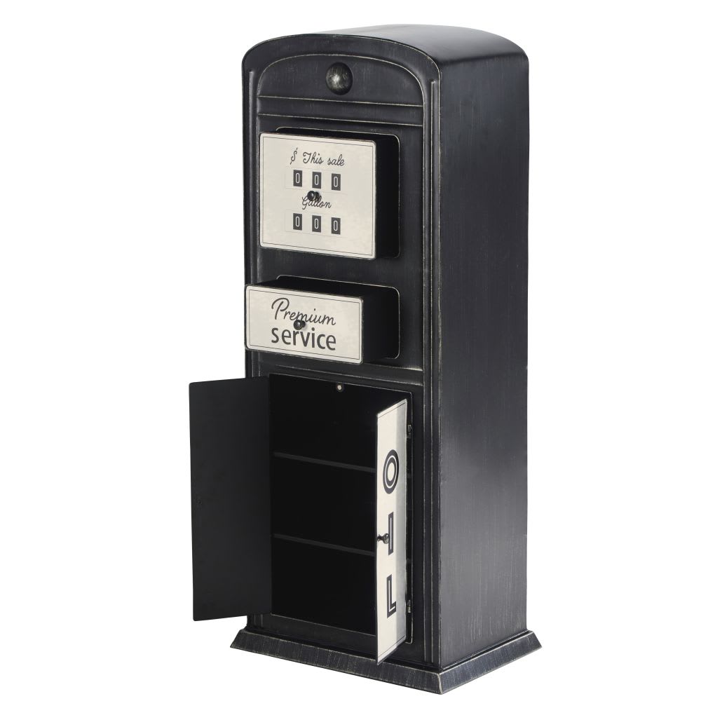 Meuble de rangement pompe à essence en métal noir et blanc - Maisons du Monde