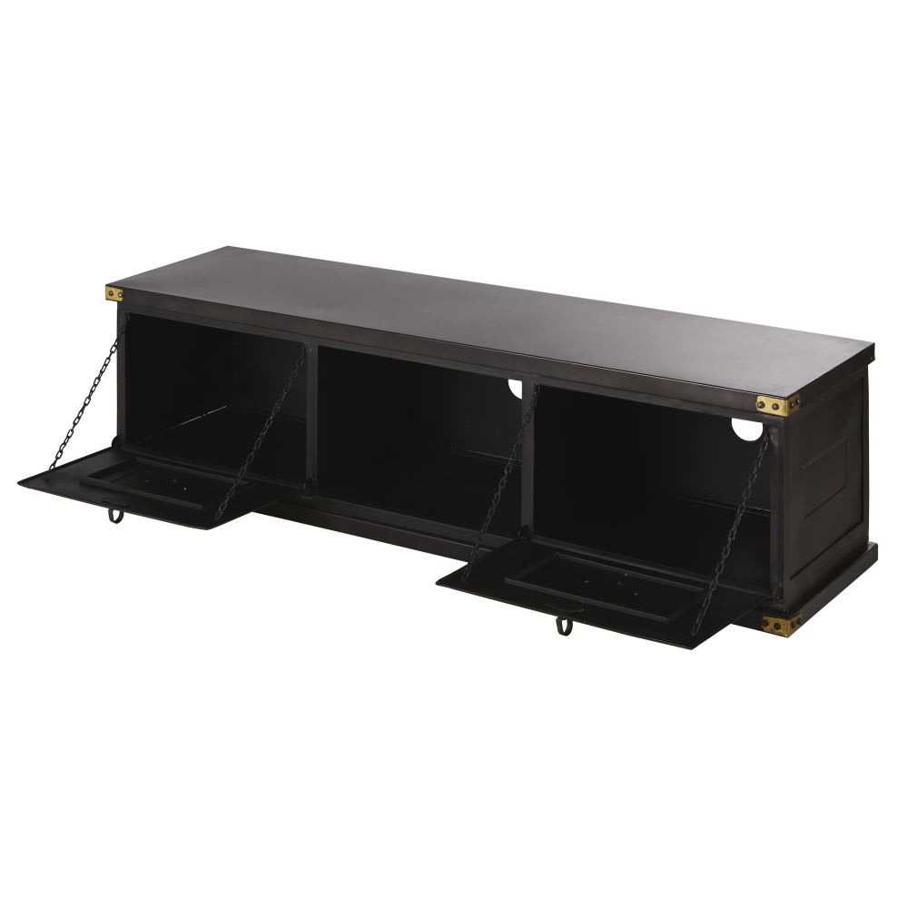 Meuble TV 2 portes en métal noir et coloris laiton - Maisons du Monde