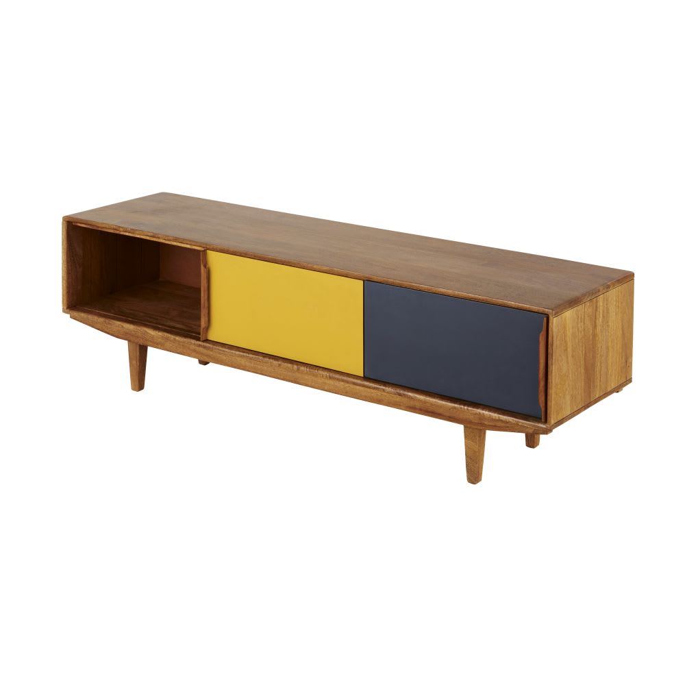 Meuble TV 2 portes jaune et gris anthracite L150 - Maisons du Monde