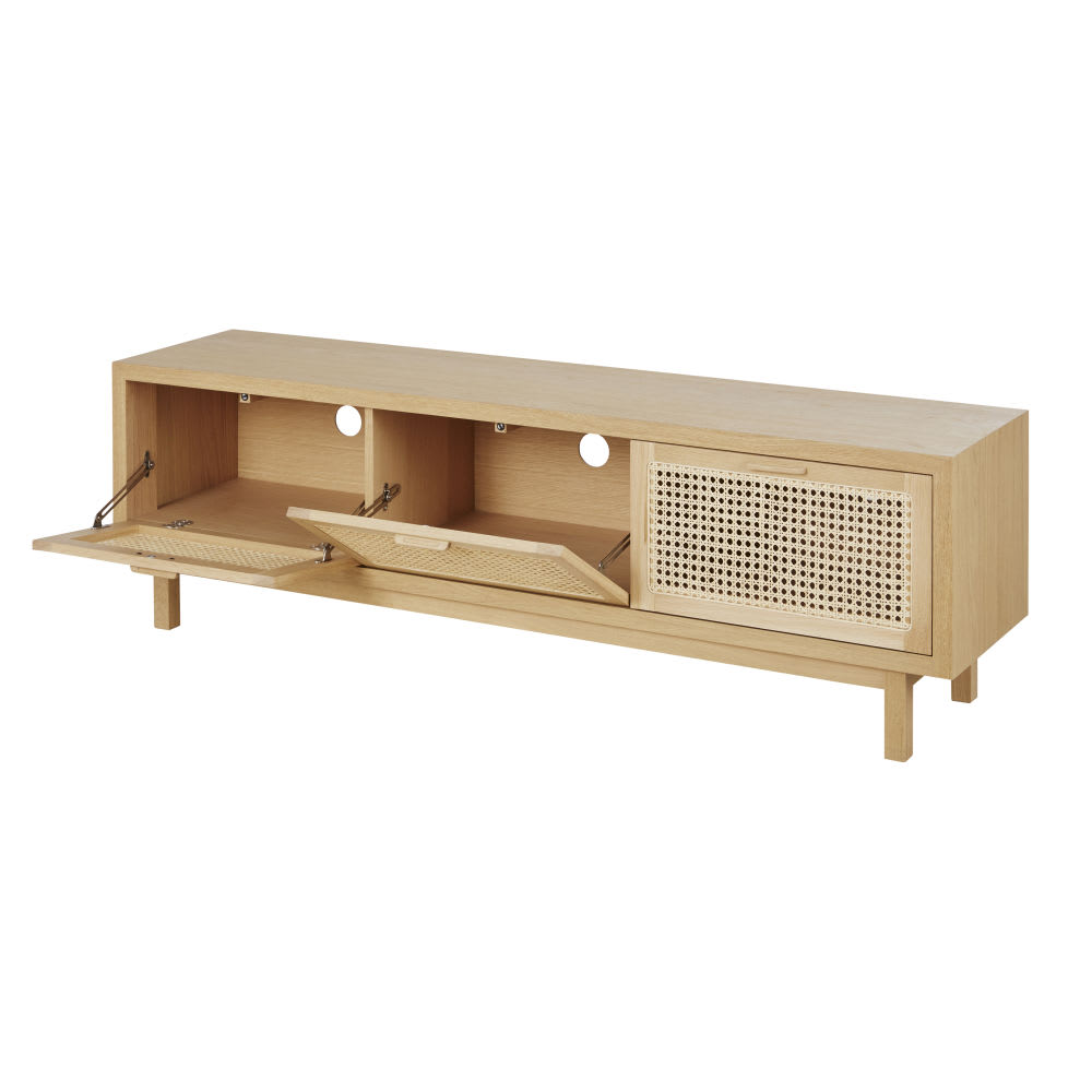 Meuble TV 3 trappes cannage en rotin L160 - Maisons Du Monde