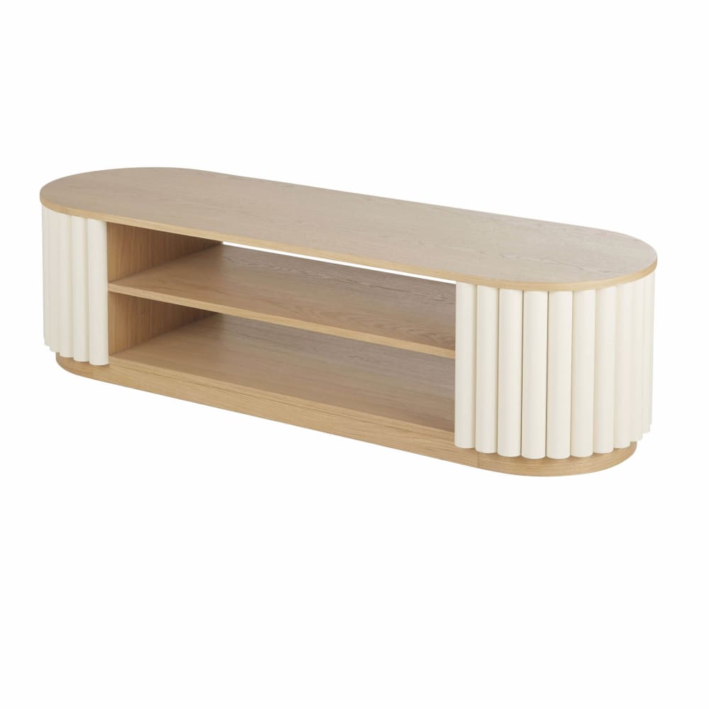 Meuble TV effet rondins blancs, L160 cm — vue 3
