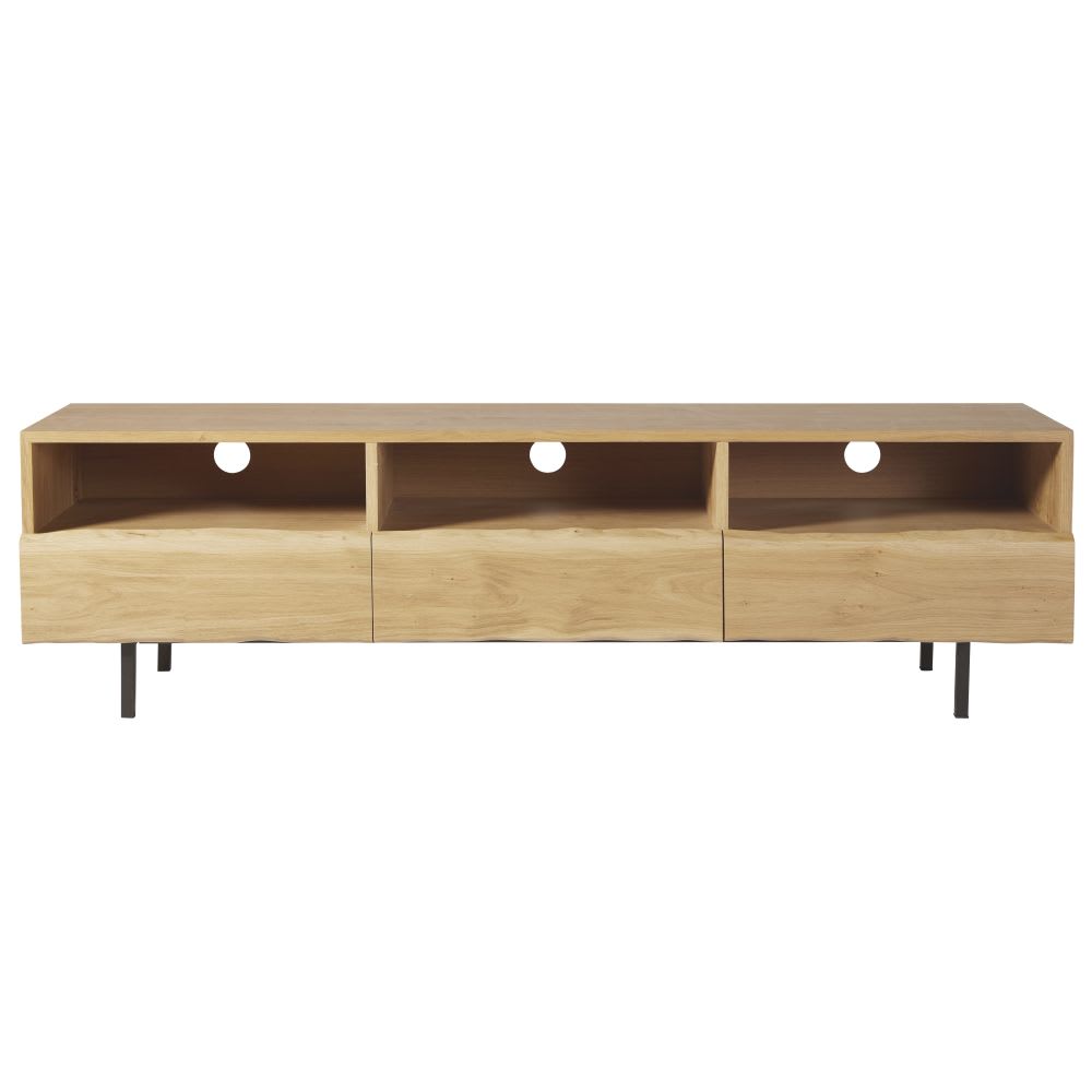 Meuble TV en bois de chêne et placag chêne, L160 cm
