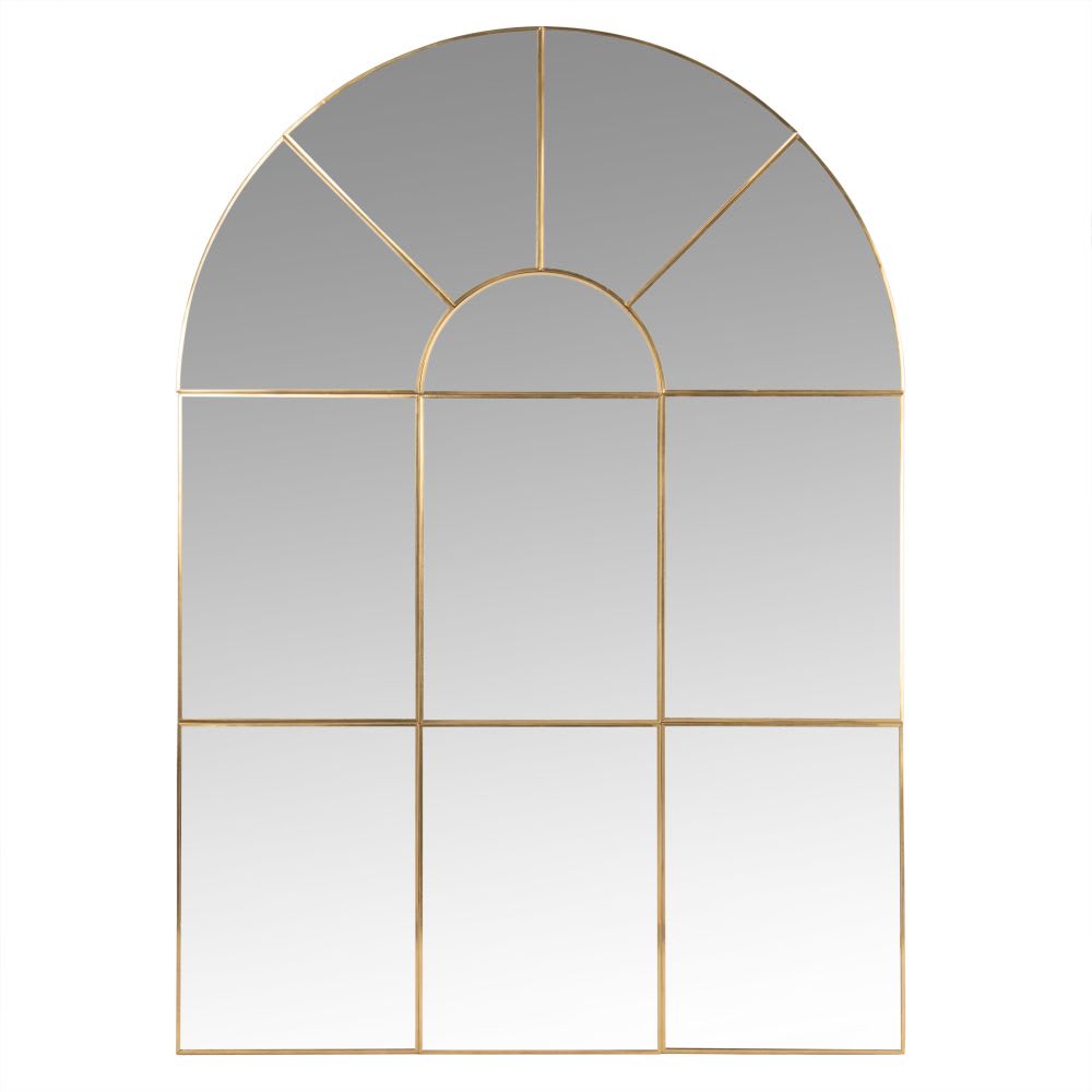 Miroir arche fenêtre en acier doré 50x70