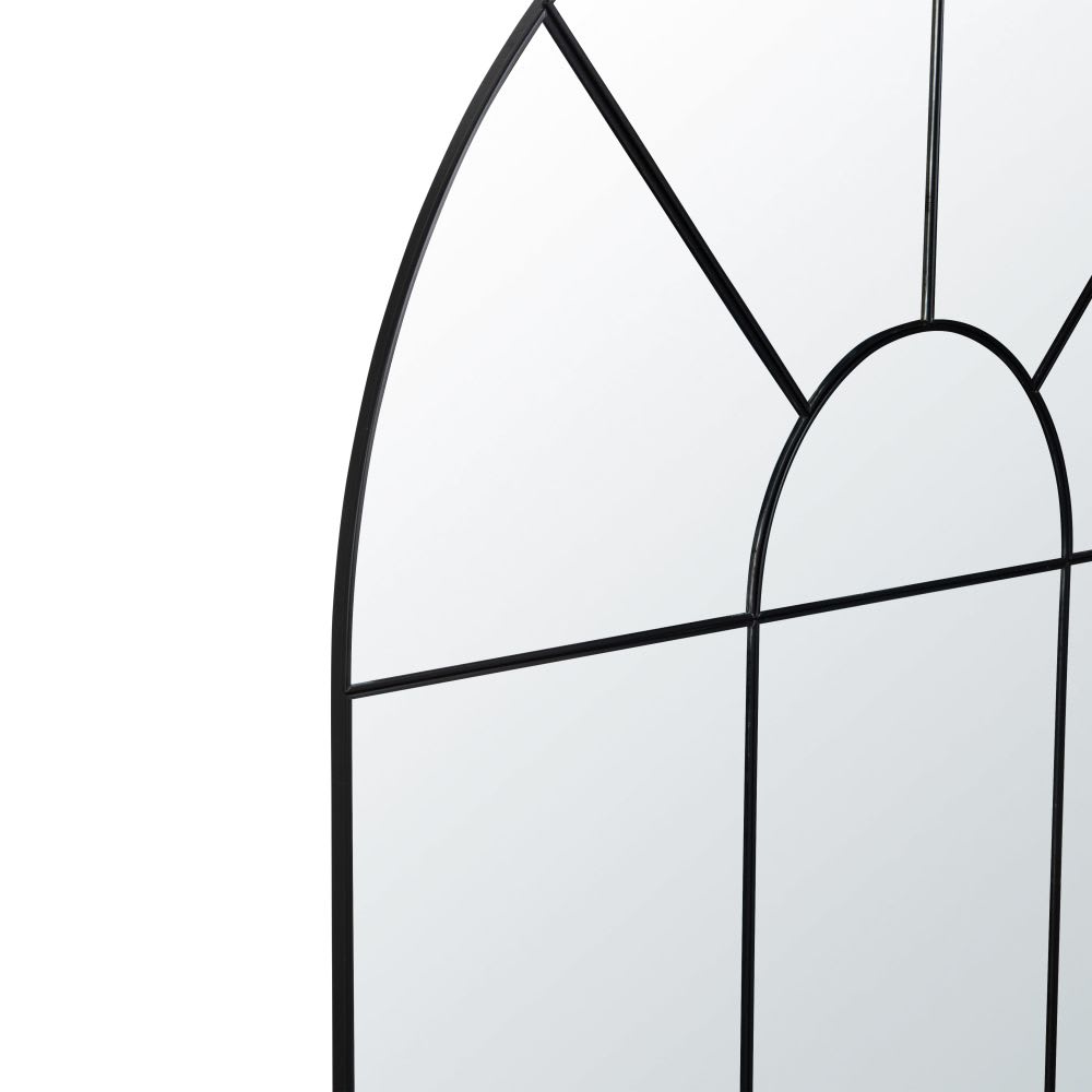 Miroir arche fenêtre en aluminium noir, 80x110 cm