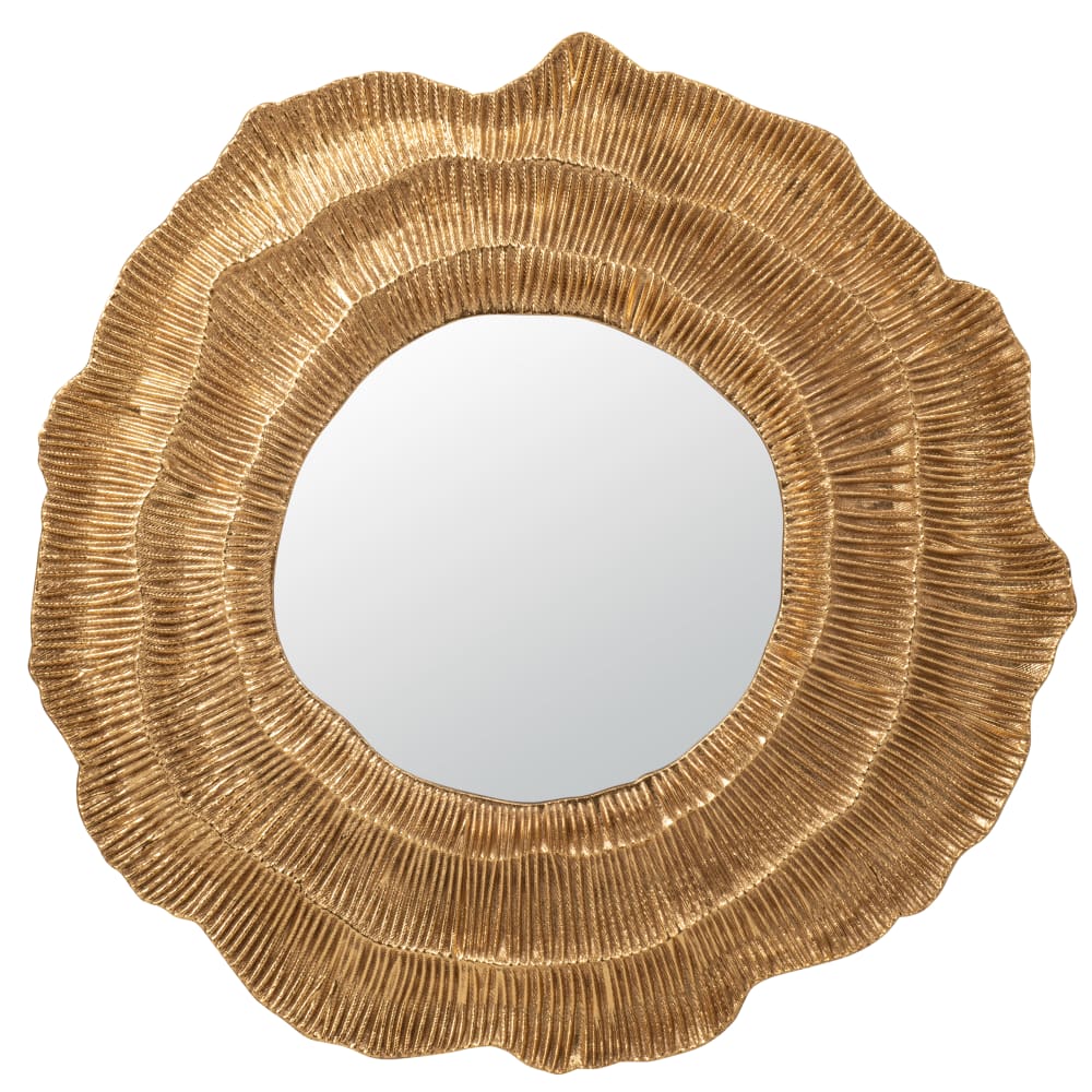 Miroir en aluminium doré, Ø90 cm